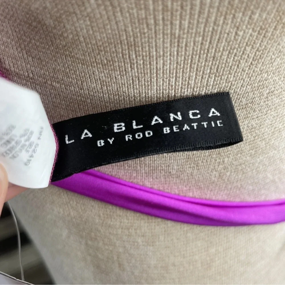 NEW La Blanca Swim Top Size 4‎ Halter Triangle Padded Cup Bikini Magenta Purple